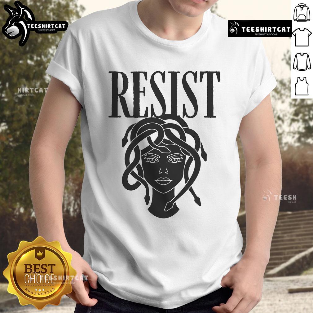 Hot Resist Medusa Women Rights Feminist Rage T-Shirt featuring a bold graphic design promoting women's empowerment.