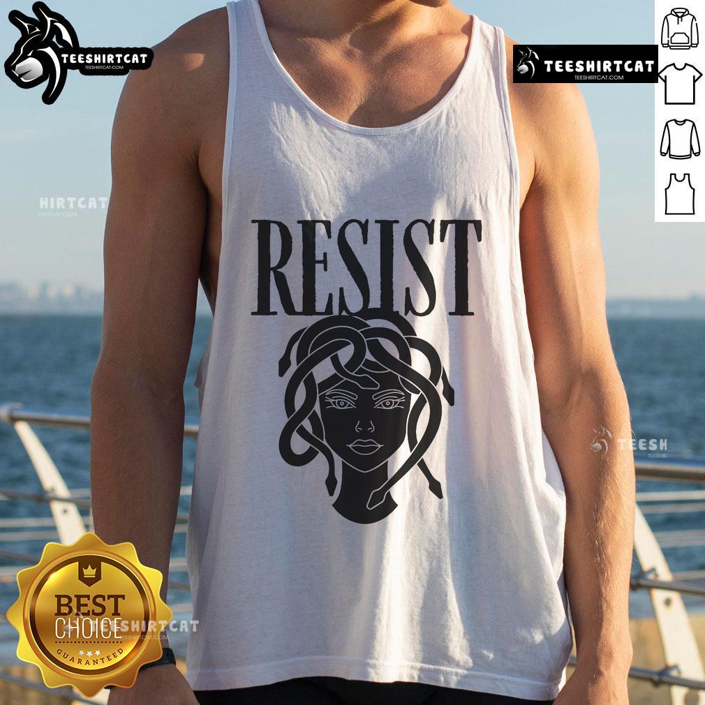 Hot Resist Medusa Women's Rights Feminist Rage Tank Top featuring a bold graphic design promoting gender equality.