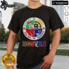 Nice Boston Four Major Sports Teams Circle Emblem T-Shirt featuring logos of the Bruins, Celtics, Red Sox, and Patriots.