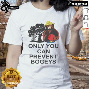 Alt Text: Ladies tee sign for disc golf with 'Only You Can Prevent Bogeys' message, promoting fun and awareness in disc golf.