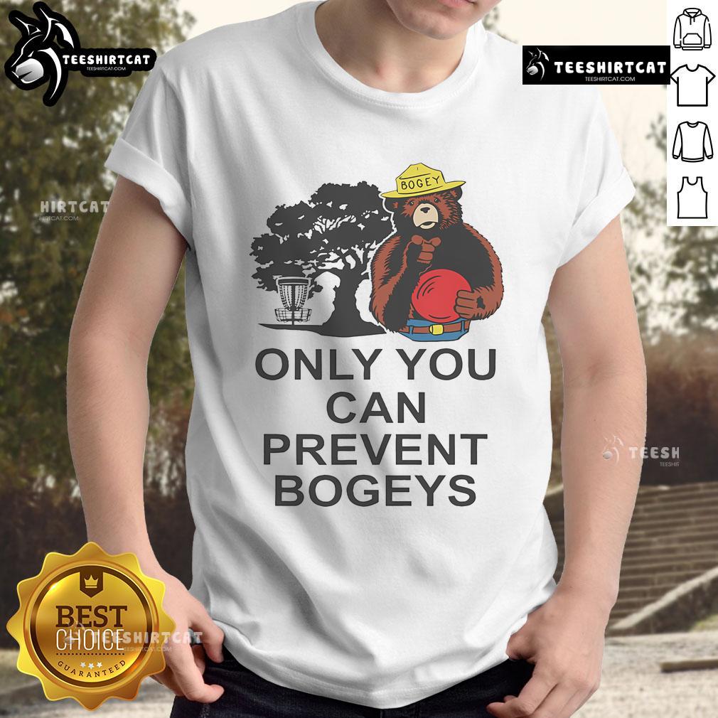 Nice Disc Golf 'Only You Can Prevent Bogeys' T-Shirt design featuring a vibrant disc golf graphic and playful typography.