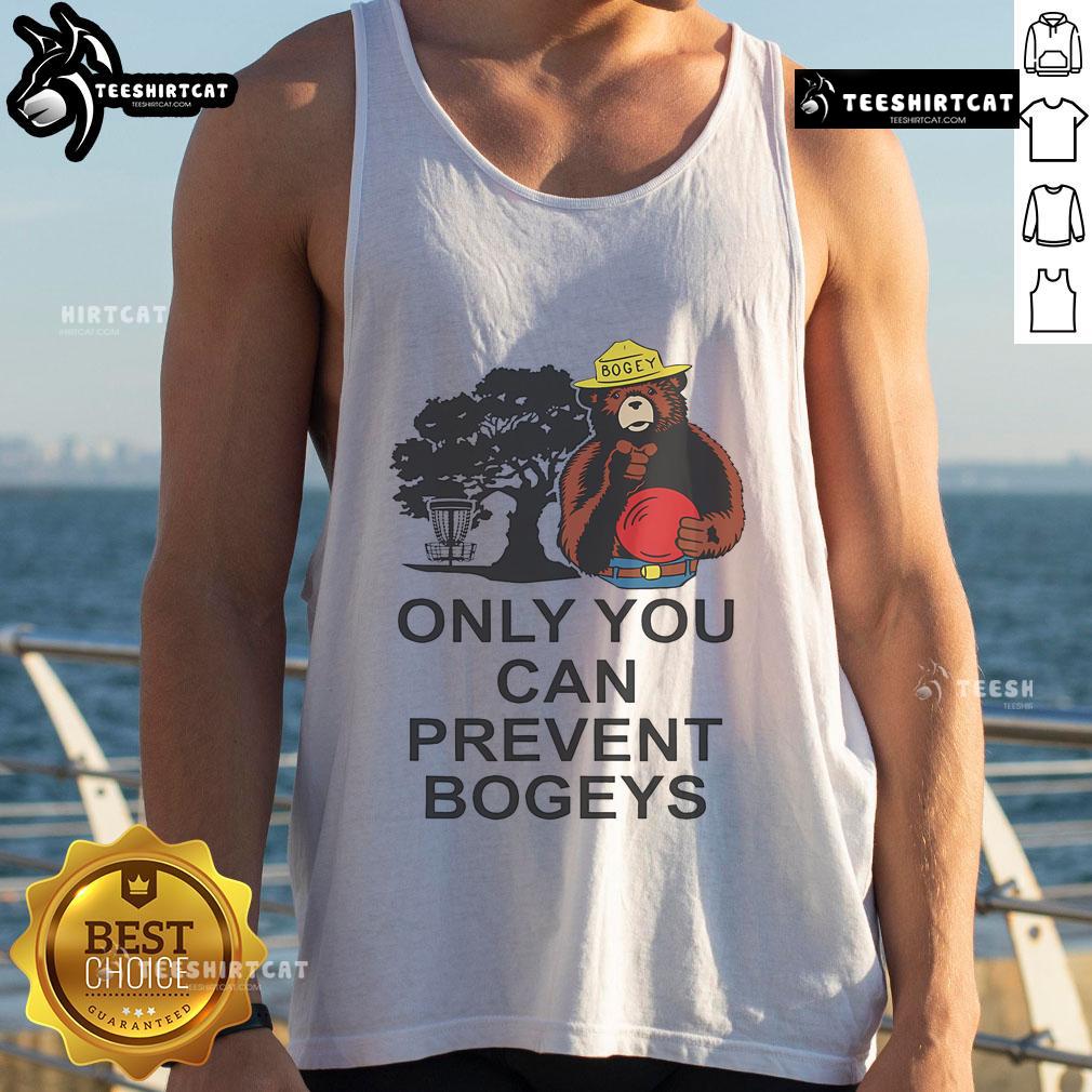 Nice Disc Golf 'Only You Can Prevent Bogeys' tank top featuring a fun design for disc golf enthusiasts.