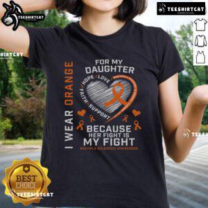 Empowering ladies' tee for Multiple Sclerosis Awareness featuring 'Nice Fight Daughter' design in vibrant colors.