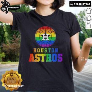 Stylish Nice Houston Astros Pride Ladies Tee featuring vibrant team colors and a comfortable fit for fans.