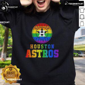Stylish Houston Astros Pride Sweatshirt, perfect for fans showcasing team spirit and support in comfort and style.