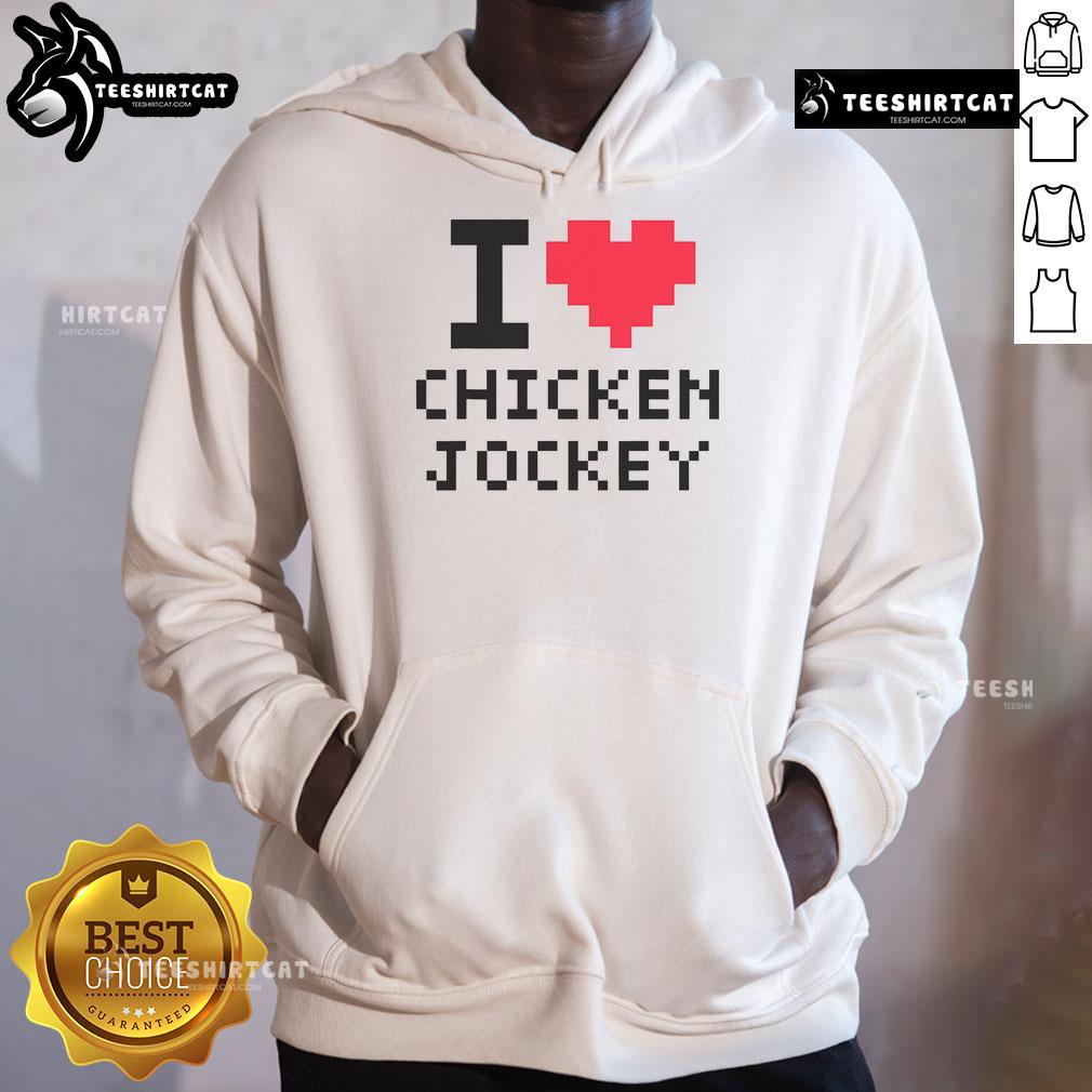Cozy Nice I Heart Chicken Jockey hoodie featuring a playful design for chicken lovers and fans of unique apparel.