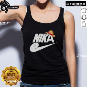 Nice Nika Monkey D. Luffy hat tank top featuring vibrant colors and playful design, perfect for One Piece fans.