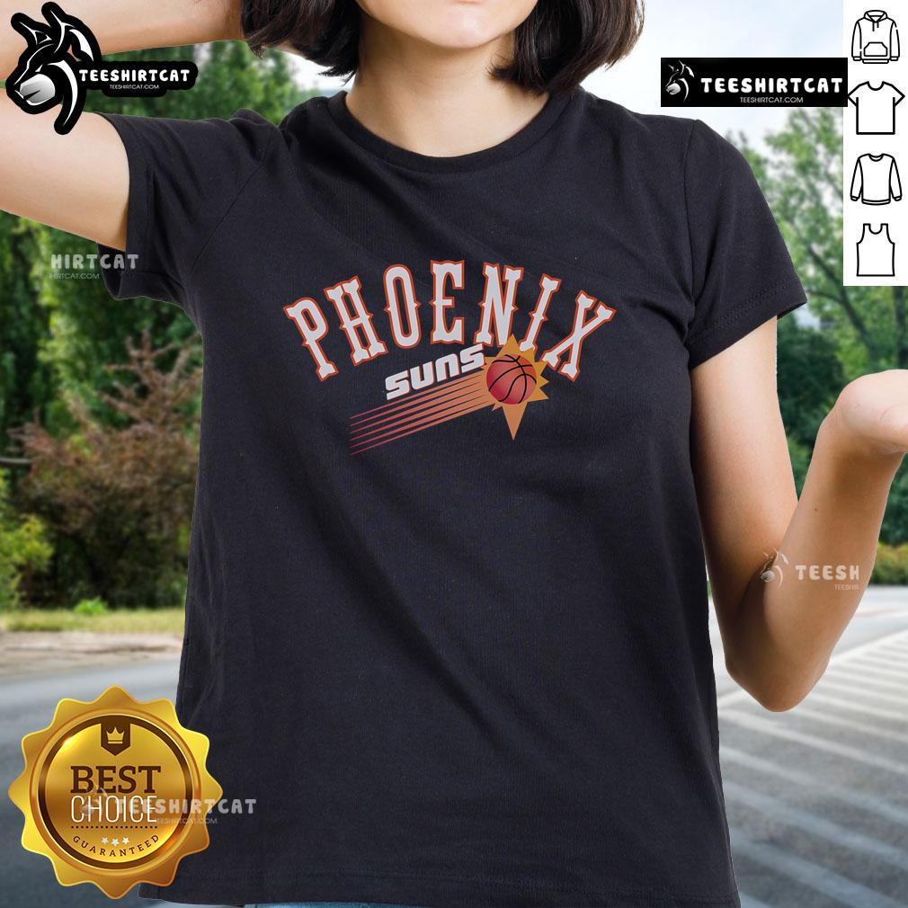 Alt Text: Nice Phoenix Suns Hardwood Classics Evergreen Ladies Tee featuring vibrant graphics and soft fabric for stylish game day wear.