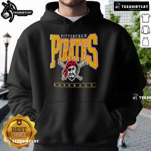 Nice Pittsburgh Pirates baseball logo graphic on a 2025 hoodie, perfect for fans and stylish sportswear.