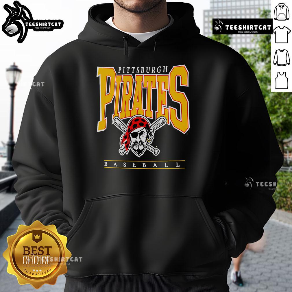 Nice Pittsburgh Pirates baseball logo graphic on a 2025 hoodie, perfect for fans and stylish sportswear.