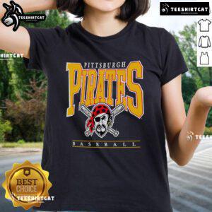 2025 Ladies Tee featuring the Nice Pittsburgh Pirates Baseball Logo in vibrant colors, perfect for fans.
