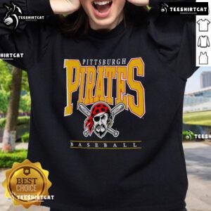 2025 Pittsburgh Pirates baseball logo graphic on a stylish sweatshirt, perfect for fans and casual wear.