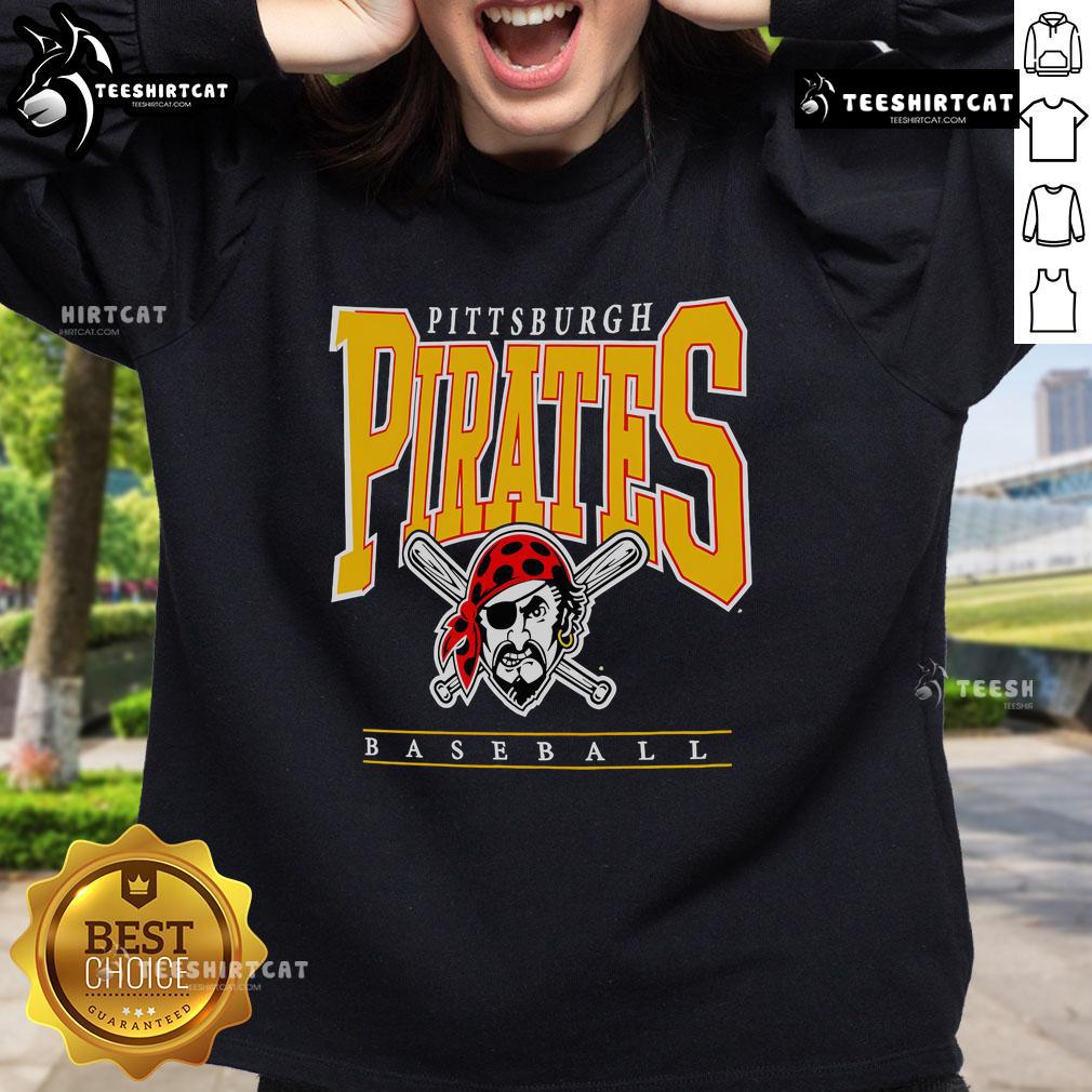 2025 Pittsburgh Pirates baseball logo graphic on a stylish sweatshirt, perfect for fans and casual wear.
