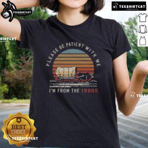 Vintage sunset scene featuring an oxen wagon, perfect for the 'Nice Please Be Patient With Me I'm From The 1900s' tee.