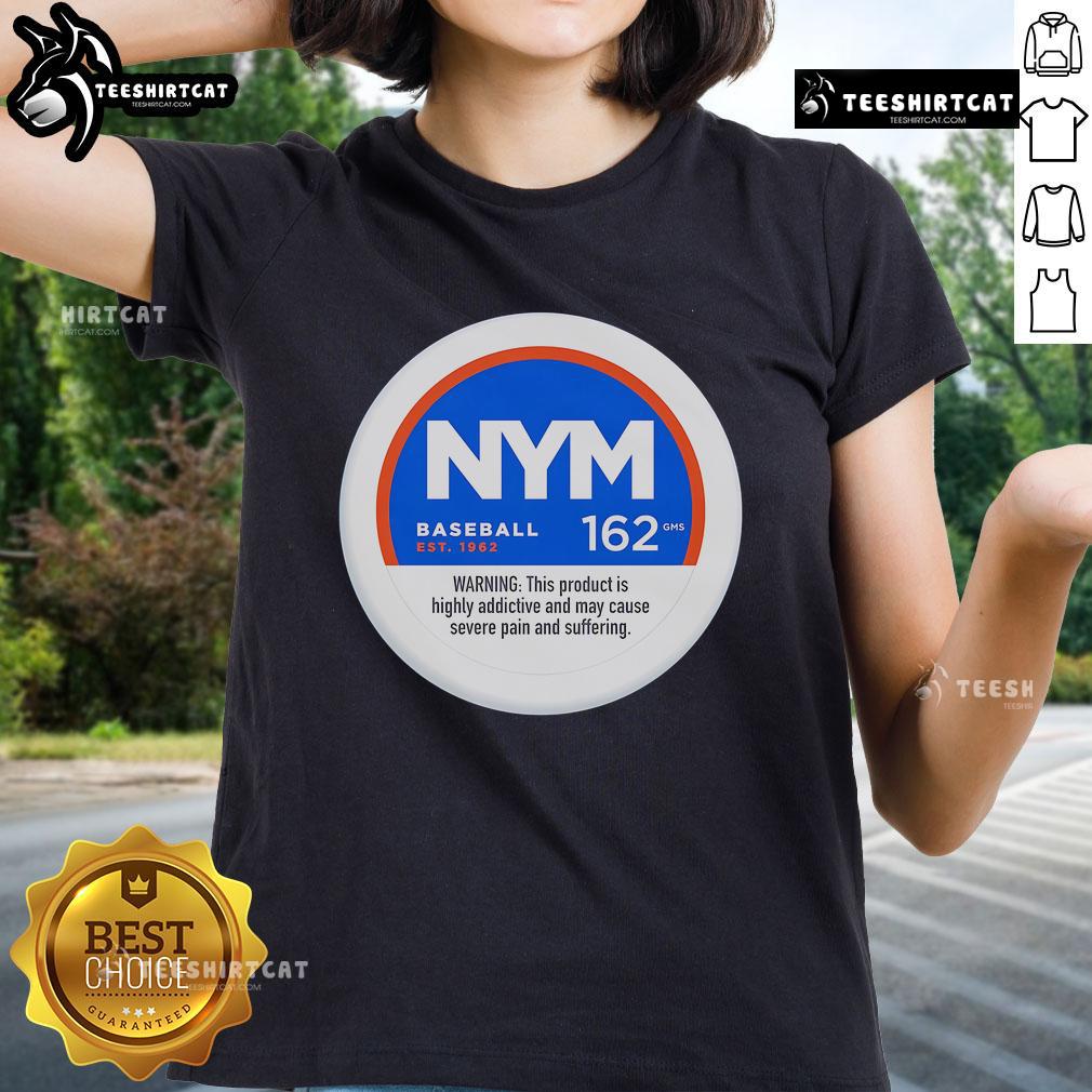 New York Mets baseball ladies tee showcasing 'Nice Severe Pain and Suffering' design, perfect for fans and casual wear.
