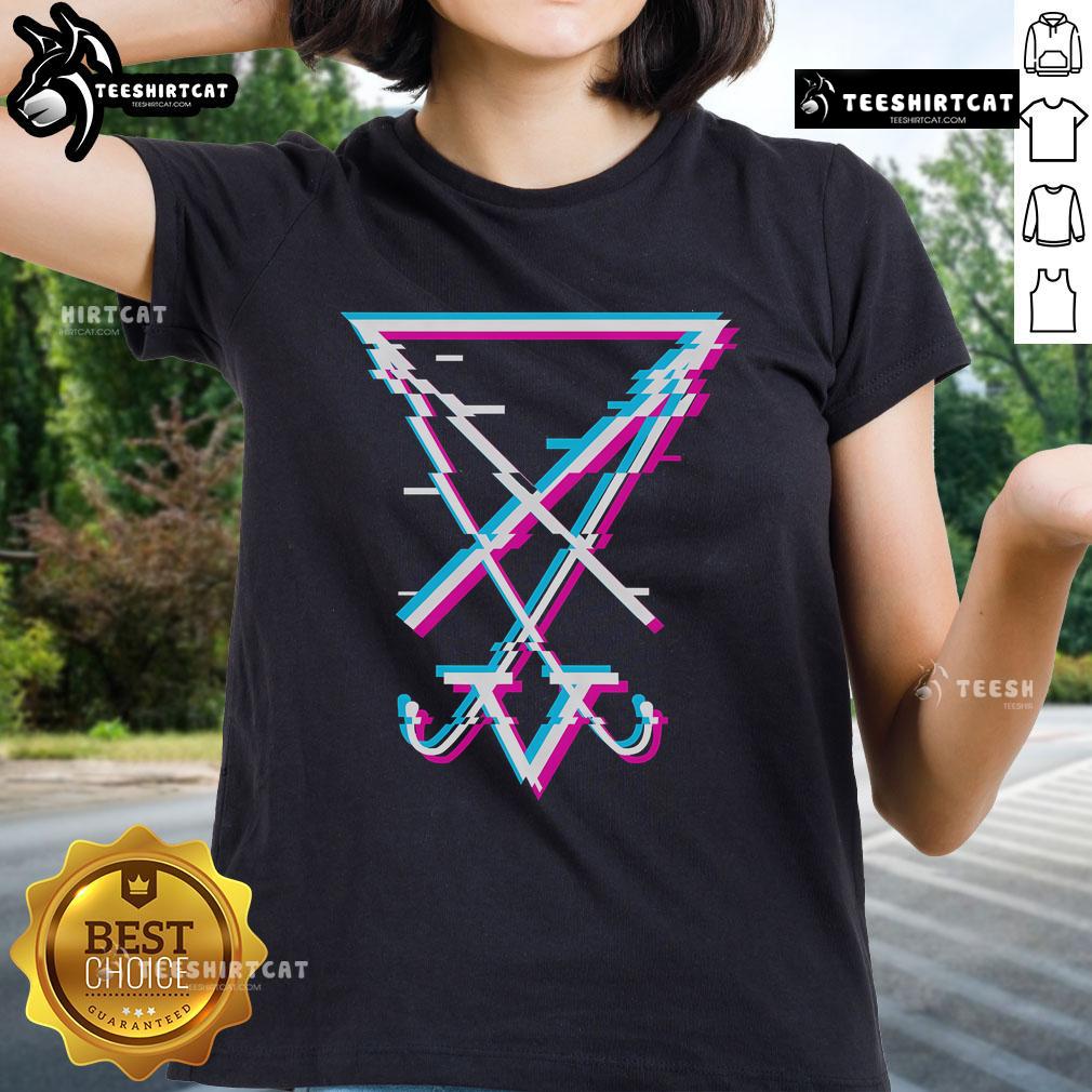 Alt Text: Aesthetic gothic ladies tee featuring the Nice Sigil of Lucifer symbol, perfect for alternative fashion lovers.