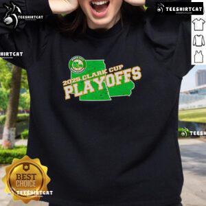 Nice Sioux City Musketeers 2025 Clark Cup Playoffs sweatshirt featuring team logo and vibrant colors for fans.