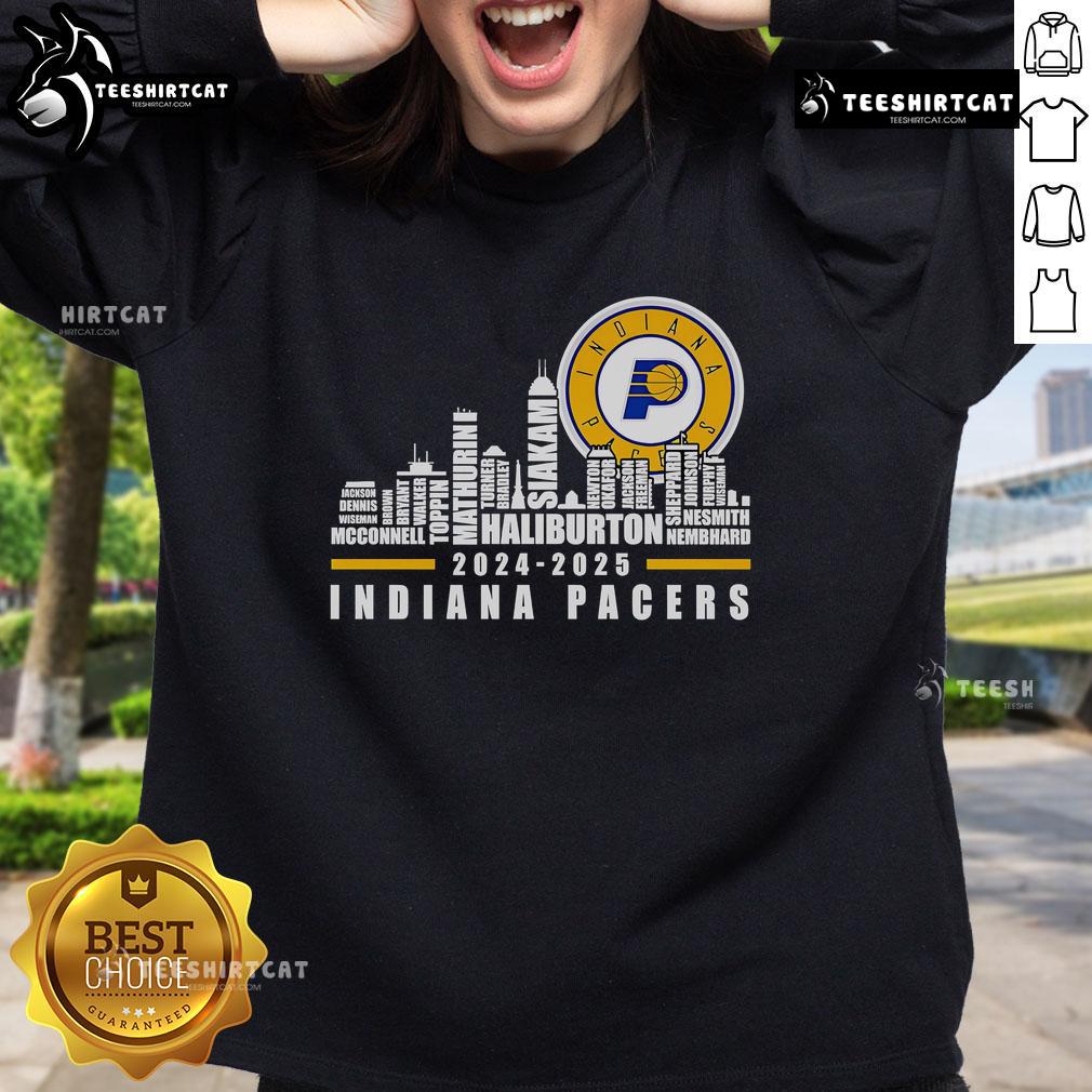 Indiana Pacers players name sweatshirt with a nice skyline design, perfect for fans in 2024-2025 season.