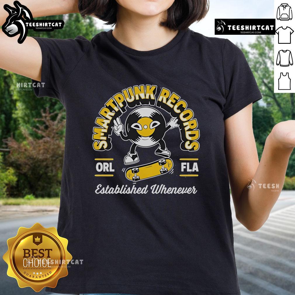 Alt Text: Smartpunk Records Ladies Tee featuring Nice Smartflip design, perfect for skaters in Orlando, Florida.
