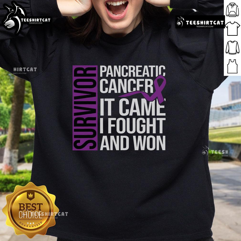 Comfortable sweatshirt for cancer survivors featuring 'Nice Survivor' design, perfect for pancreatic cancer awareness.