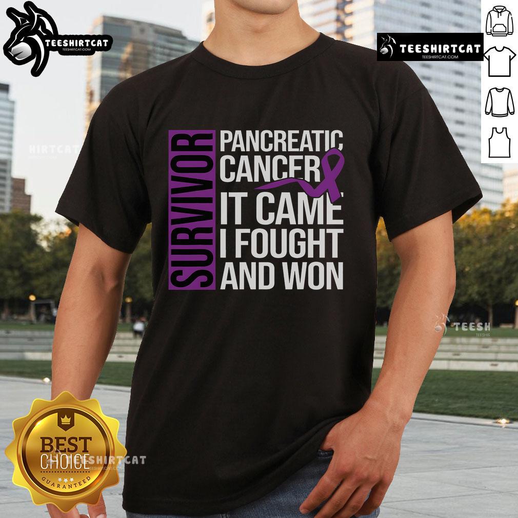 Nice Survivor Pancreatic Cancer T-Shirt featuring inspiring design for cancer awareness and support.