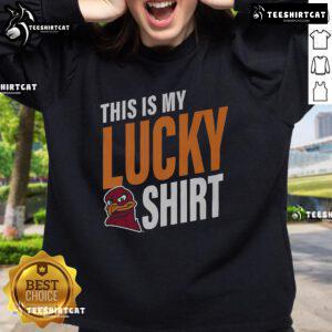 Lucky sweatshirt featuring Virginia Tech Hokies logo, perfect for game day or showing school spirit.