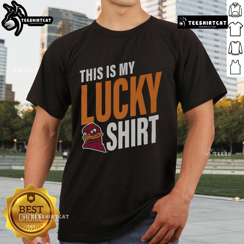Alt Text: Virginia Tech Hokies lucky t-shirt featuring vibrant colors and team logo, perfect for game day and fan spirit.