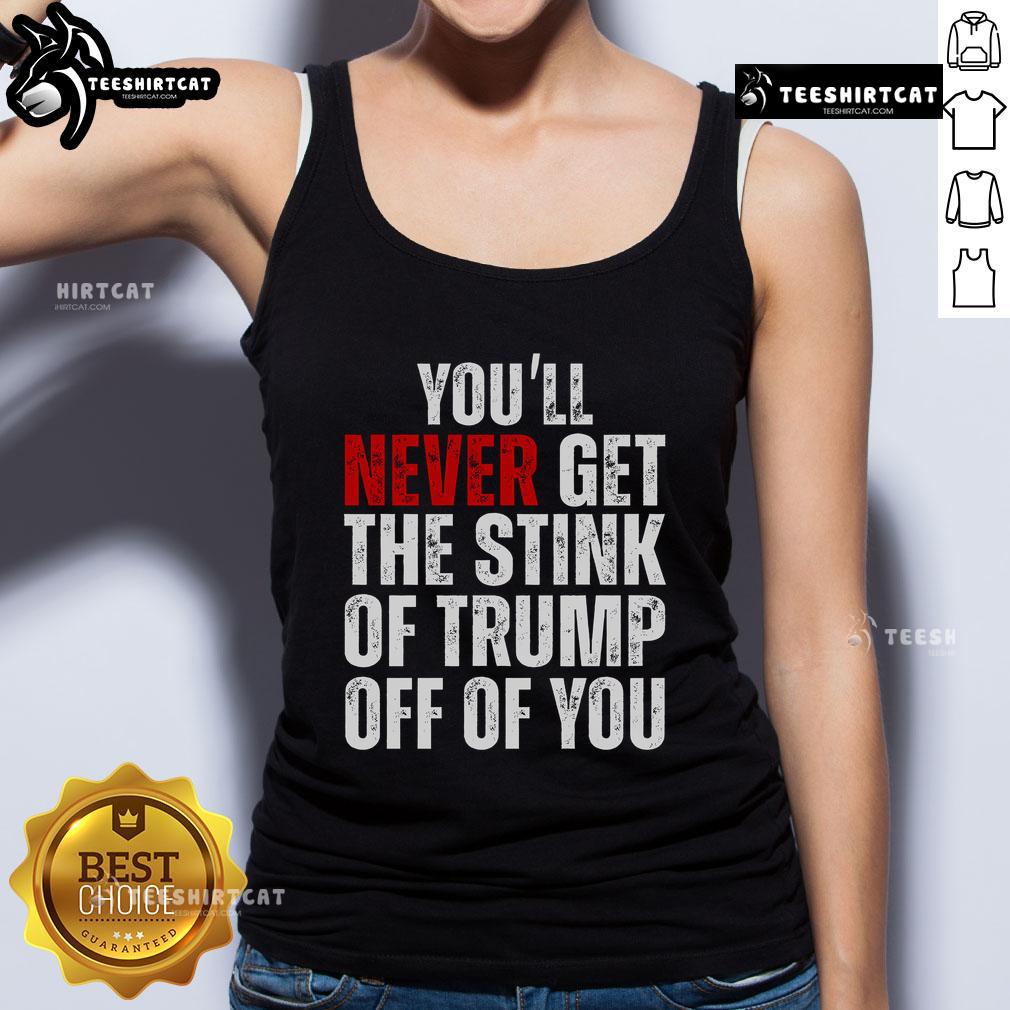 Trendy 'Trump Smells' tank top featuring bold text, perfect for showcasing your unique style and humor about Trump.