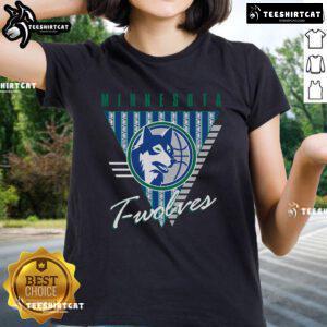 Official Minnesota Timberwolves Final Seconds ladies tee showcasing team logo and vibrant design for fans.