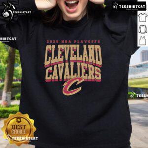 Alt Text: Cleveland Cavaliers 2025 NBA Playoffs Script C Sweatshirt showcasing team spirit and style for fans.