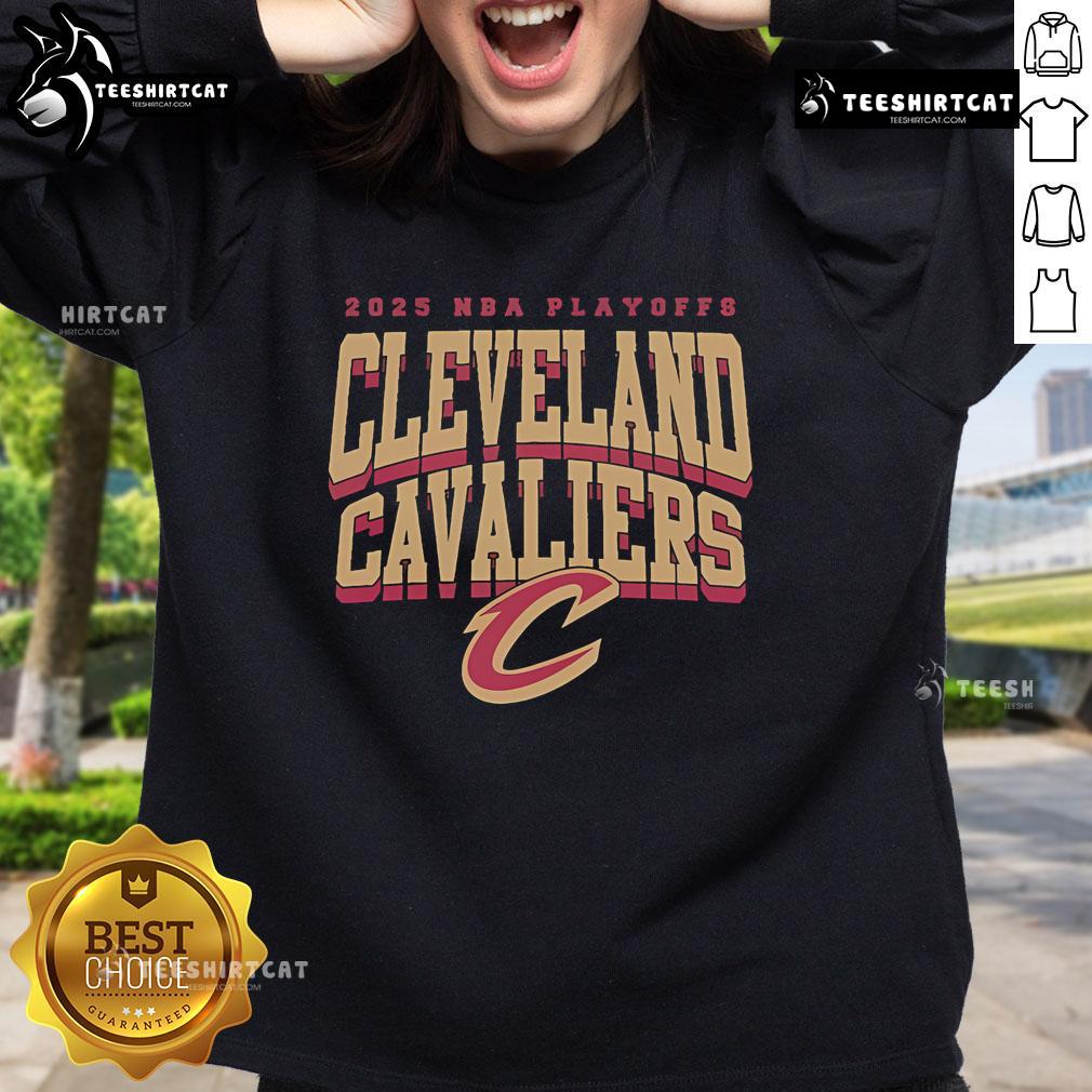 Alt Text: Cleveland Cavaliers 2025 NBA Playoffs Script C Sweatshirt showcasing team spirit and style for fans.
