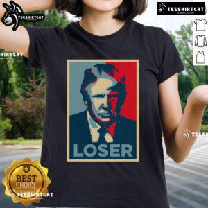 Official Anti-Trump Obama Hope Poster design on a ladies tee, featuring bold graphics and a statement against Trump.