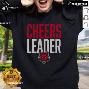 Official Arkansas State Red Wolves cheerleader sweatshirt in team colors, perfect for fans and game day apparel.