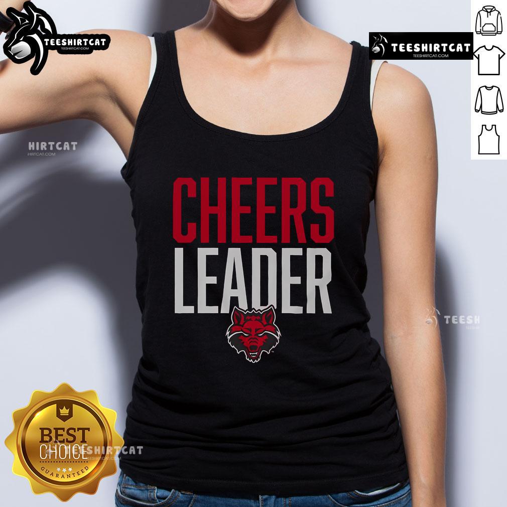 Official Arkansas State Red Wolves cheerleader tank top in red with logo, perfect for game day and fan apparel.