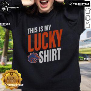Alt Text: Official Boise State Broncos sweatshirt featuring a lucky design, perfect for fans and game day wear.