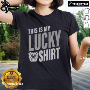 Official Butler Bulldogs 'This Is My Lucky Ladies' tee featuring team colors and logo, perfect for fans.