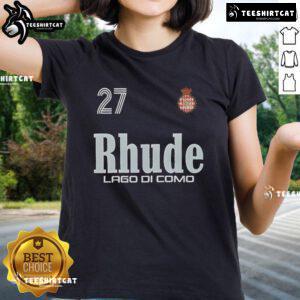Official Como Racing Rhude Lago di Como Ladies Tee featuring stylish design and vibrant colors for racing enthusiasts.