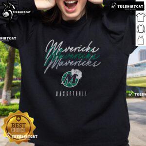 Alt Text: Official Dallas Mavericks Hardwood Classics Triple Stack Sweatshirt featuring team colors and logo, perfect for fans.