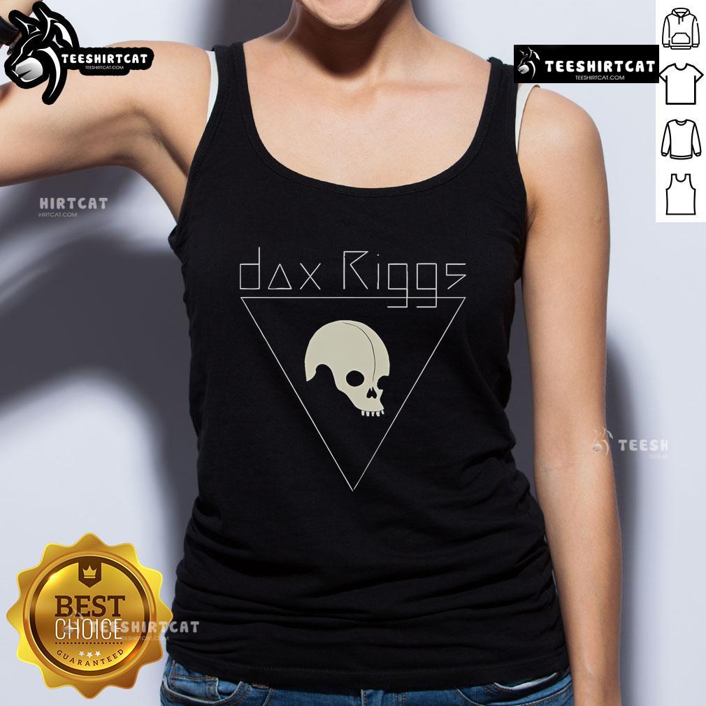 Alt Text: Dax Riggs skull tank top featuring 'Official Dax Riggs 7 Songs' design in black and white, perfect for fans.