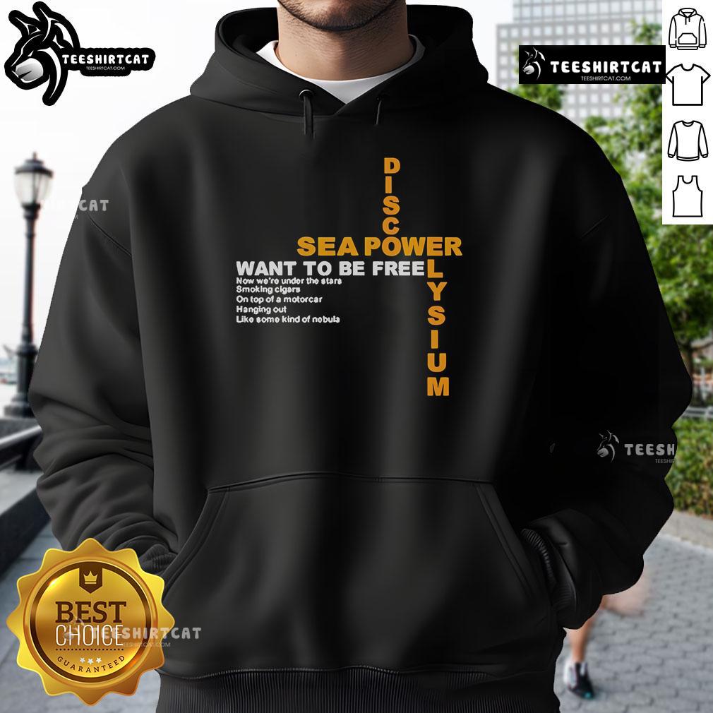 Official Disco Elysium Sea Power Want To Be Free Hoodie featuring unique design and vibrant colors for fans.