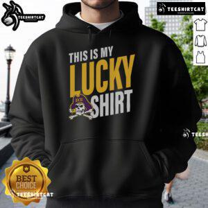 Alt Text: Official East Carolina Pirates hoodie in vibrant colors, perfect for showing team spirit and luck on game day.