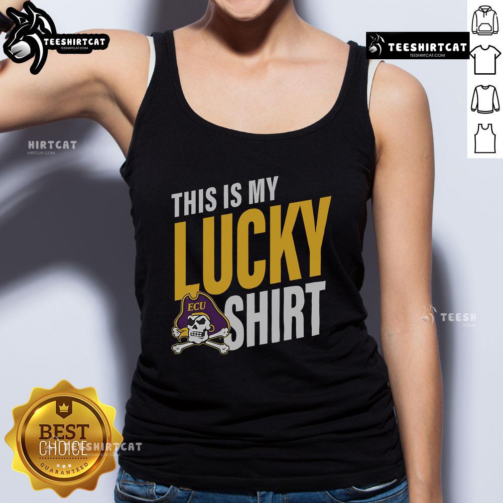 Alt Text: Official East Carolina Pirates 'This Is My Lucky Tank Top' featuring logo and vibrant colors for fans.