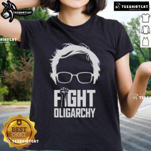 Official Fight Oligarchy Protest tee featuring Bernie Sanders and AOC, promoting resistance and social justice.