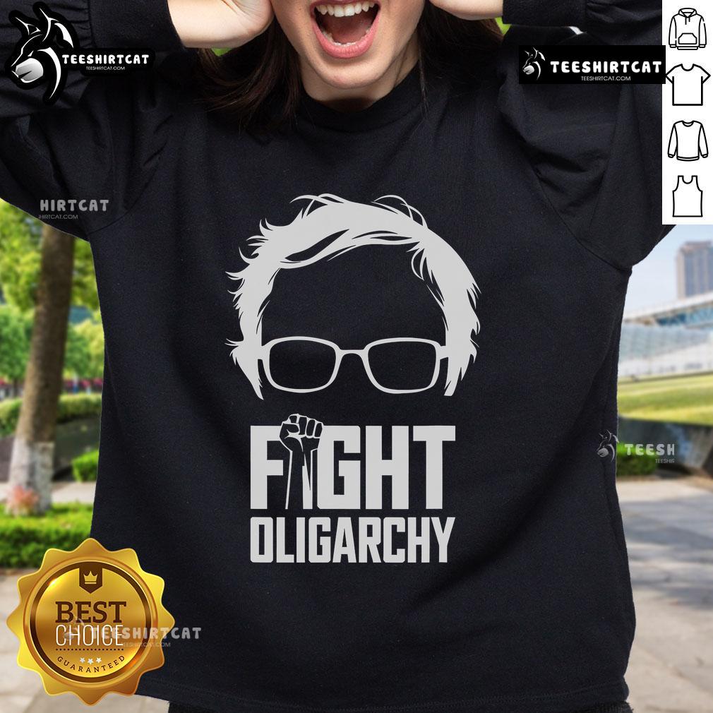 Official Fight Oligarchy Protest Resist sweatshirt featuring Bernie Sanders and AOC, symbolizing grassroots activism.