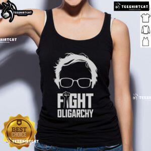Official Fight Oligarchy protest tank top featuring Bernie Sanders and AOC, symbolizing resistance and political activism.