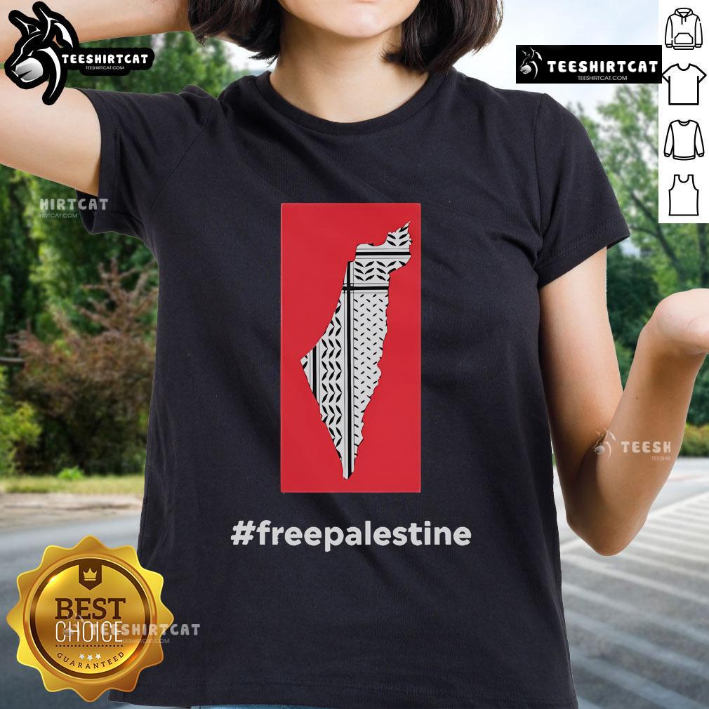 Alt Text: Official Fightback Podcast Free Palestine Ladies Tee featuring a stylish design promoting awareness and support.