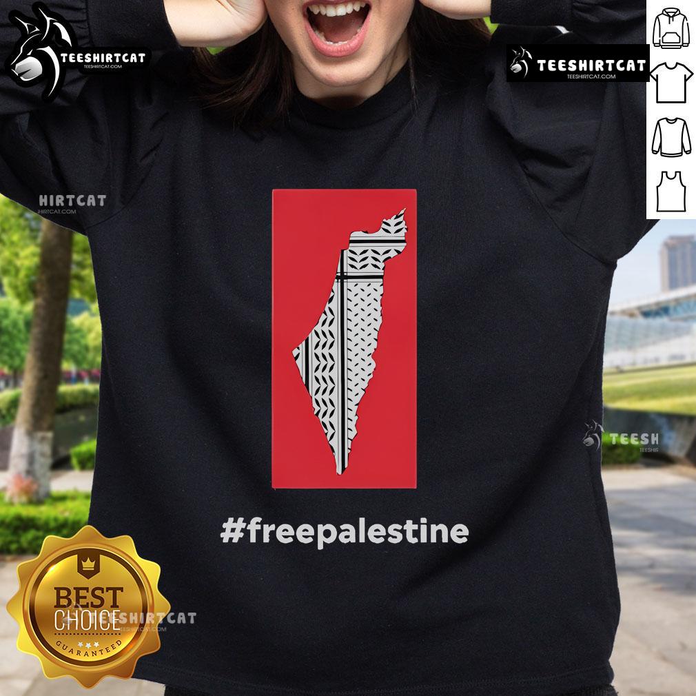 Official Fightback Podcast Free Palestine Sweatshirt featuring bold graphics and pro-Palestine message.