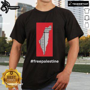 Alt Text: Official Fightback Podcast Free Palestine T-Shirt featuring bold graphics and a message for Palestinian rights.