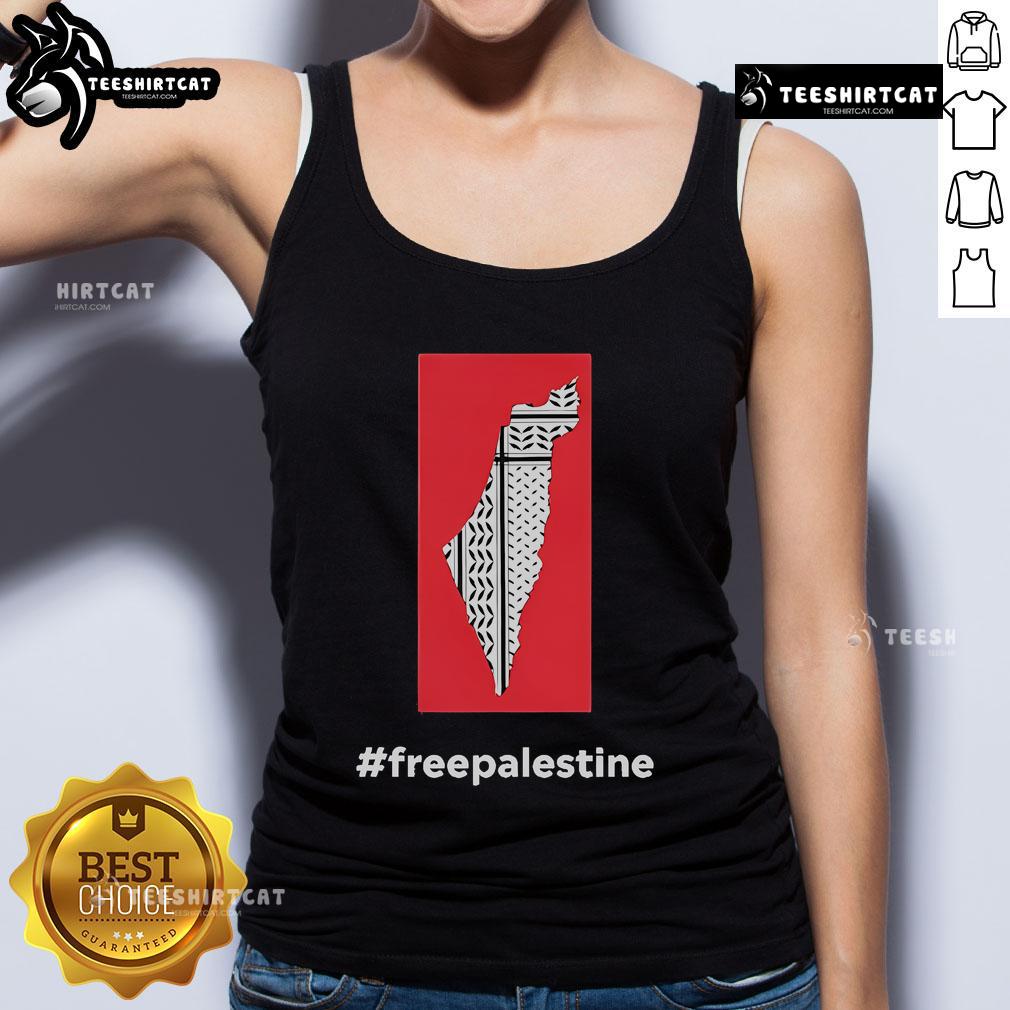 Official Fightback Podcast Free Palestine tank top featuring bold graphics supporting Palestine and promoting awareness.