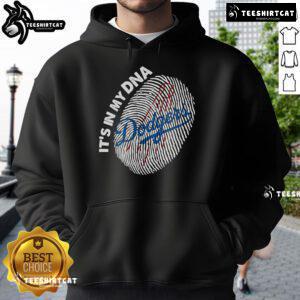 Los Angeles Dodgers hoodie featuring 'Official Finger Print - It's In My DNA' graphic design.